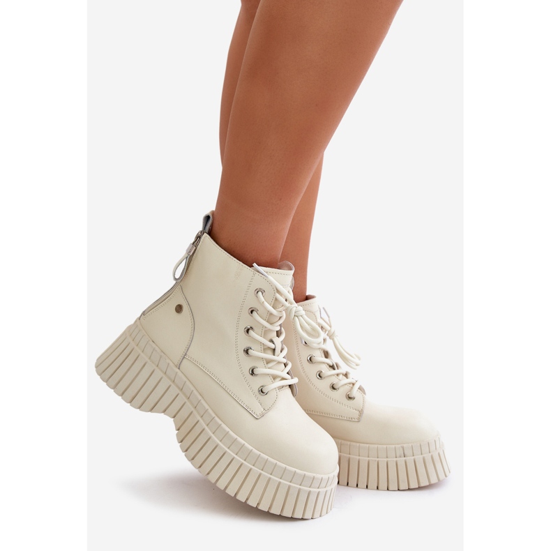 Stivaletti Trapper in pelle isolanti su suola massiccia GOE OO2N4127 Beige chiaro 1