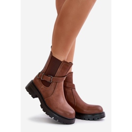 Stivaletti Chelsea isolati in pelle con cintura Sergio Leone TR719-S Marrone 1