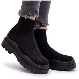 Marquiiz Stivali calzino slip-on neri da donna su una suola massiccia nero 3