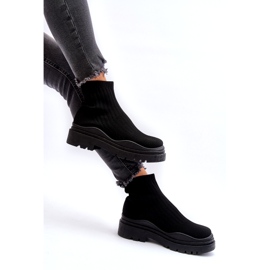Marquiiz Stivali calzino slip-on neri da donna su una suola massiccia nero 2