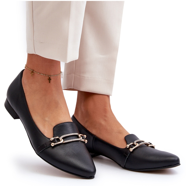 Zazoo 2885 ballerine in pelle femminile con decorazione nera nero 4