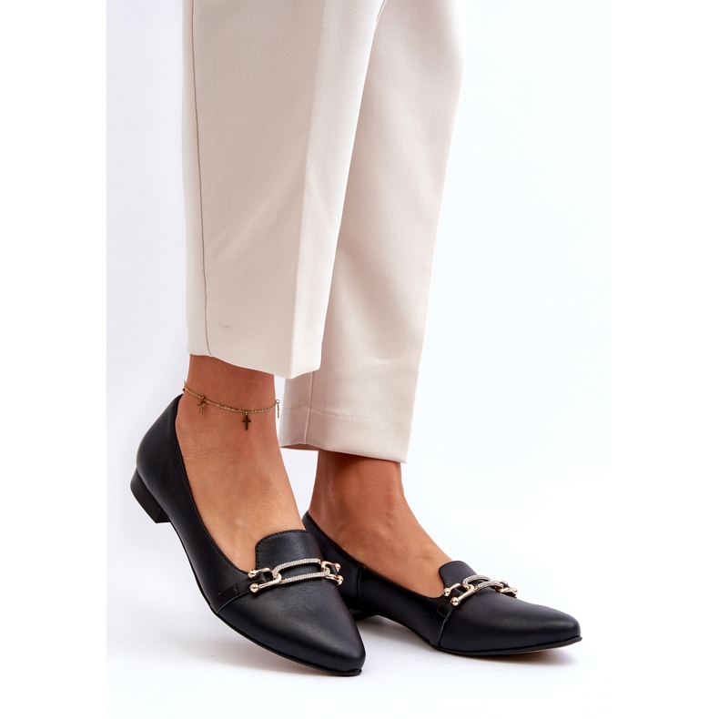 Zazoo 2885 ballerine in pelle femminile con decorazione nera nero 2
