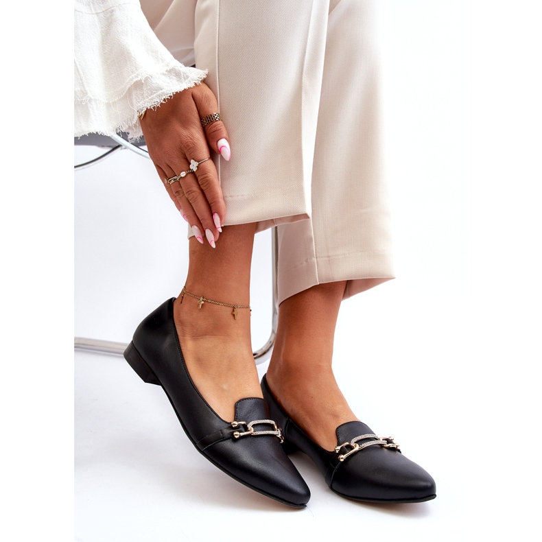 Zazoo 2885 ballerine in pelle femminile con decorazione nera nero 1