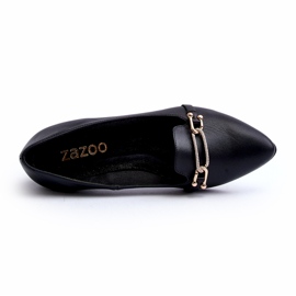 Zazoo 2885 ballerine in pelle femminile con decorazione nera nero 3
