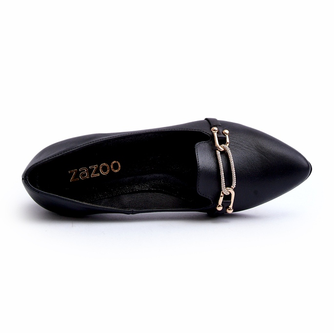 Zazoo 2885 ballerine in pelle femminile con decorazione nera nero 3