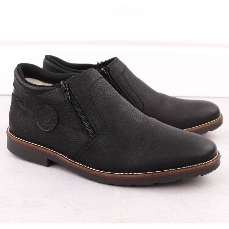 Stivali in pelle isolanti da uomo, neri, Rieker 15399-00 nero 1