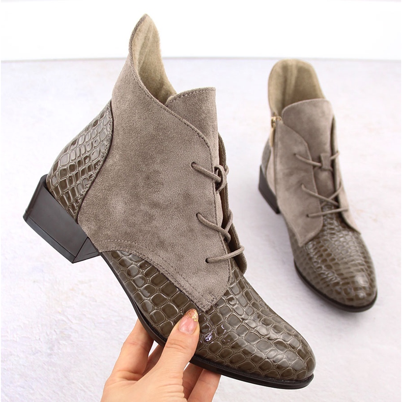 Stivaletti da donna in vernice, beige, Potocki 12498 1