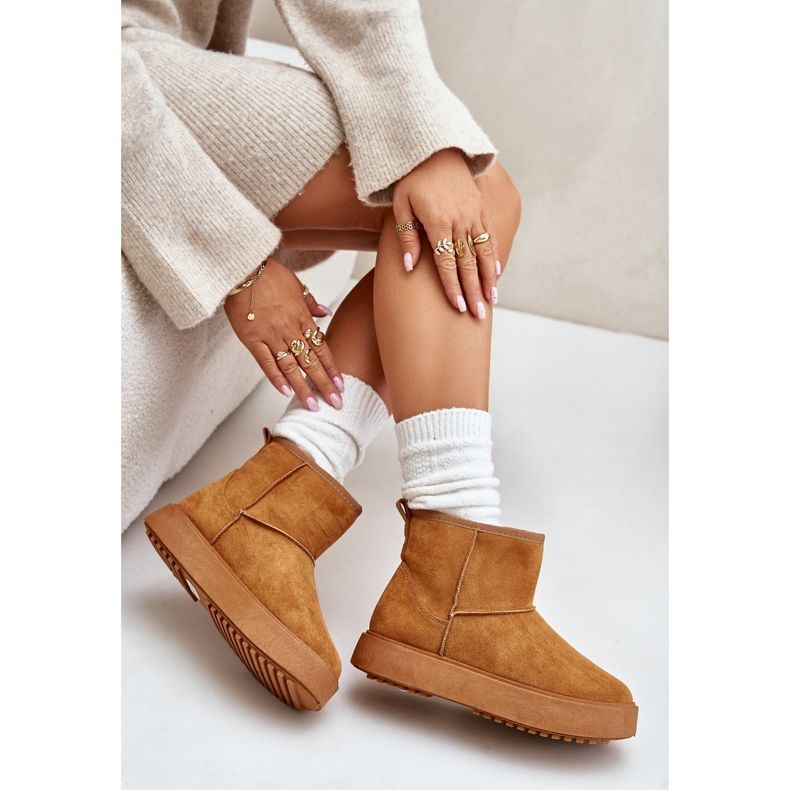 Doposci da Donna con Plateau, Realizzati in Pelle Scamosciata Atteria Eco Cammello marrone 2