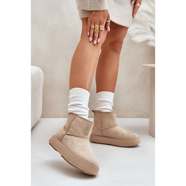 Doposci da Donna con Plateau Realizzati in Eco Camoscio Beige Atteria 2