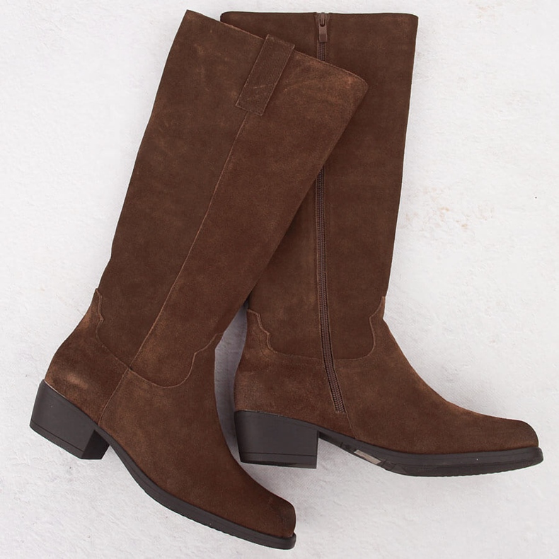 Stivali texani da donna in pelle marrone by Sergio Leone KZ268 2