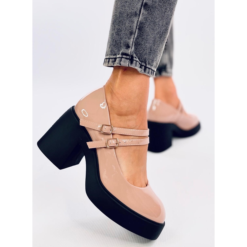 Décolleté Lorai Khaki con tacco largo beige 2