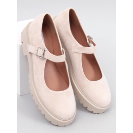 Holmess Ballerine beige con plateau e cinturino 1