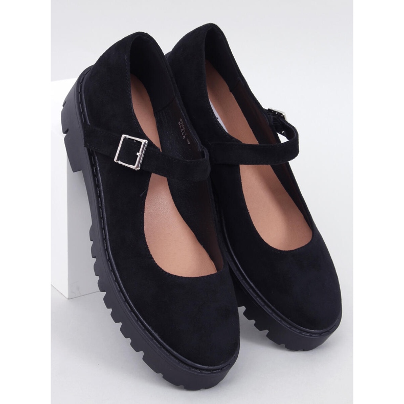 Holmess Ballerine nere con plateau e cinturino nero 1