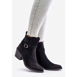 Stivali da cowboy neri con tacco alto Glamer con punta appuntita, isolati, con cerniera nero 1