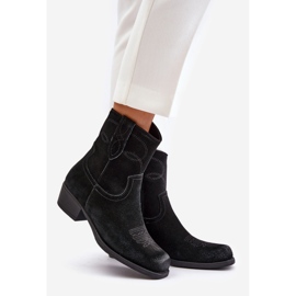 Stivali da cowboy con tacco basso da donna in pelle scamosciata caldi Sergio Leone BT284-S neri nero 1