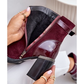 S.Barski Stivali isolanti da donna con tacco alto con fibbia decorativa D&amp;A MR880-085 Bordeaux rosso 2