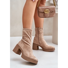 Stivali da donna con plateau e tacco massiccio S.Barski HY42-739 Beige 2