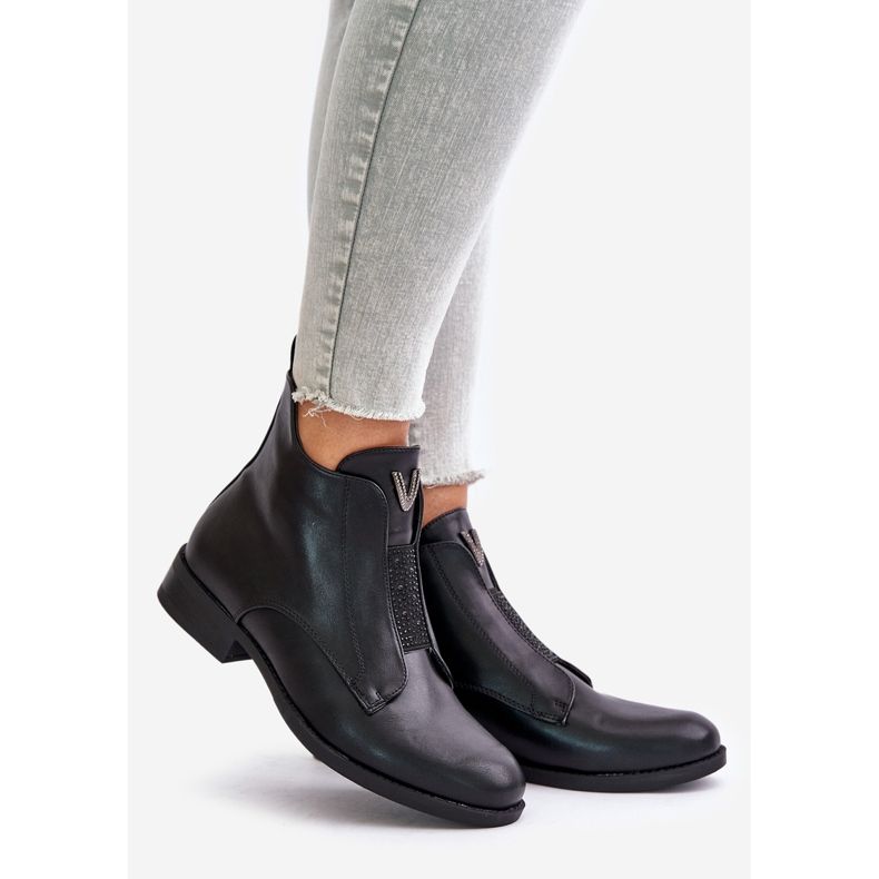 Stivali bassi da donna con tacco piatto riscaldati neri S.Barski HY42-119 Nero 1