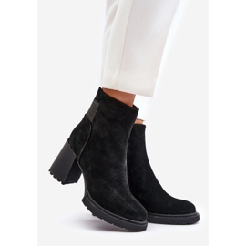 S.Barski Stivaletti con tacco alto isolati in pelle scamosciata D&amp;A CR42-106 Nero 1