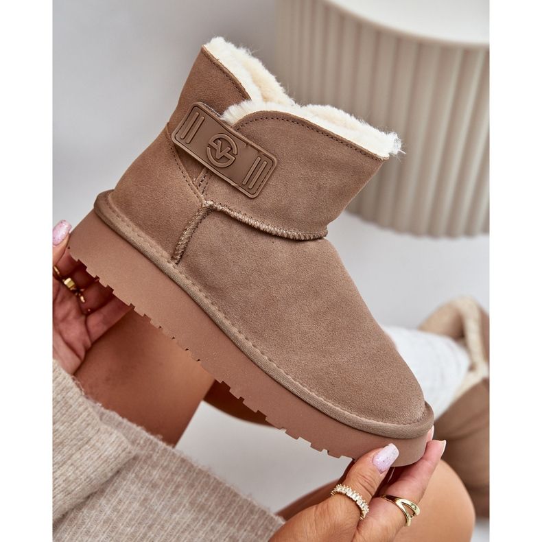 Doposci in pelle scamosciata con pelo Vinceza 97951 Beige 2