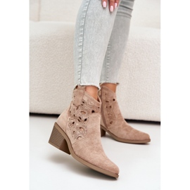 S.Barski Stivali Da Cowboy Traforati In Pelle Scamosciata Da Donna Beige Daxon 1