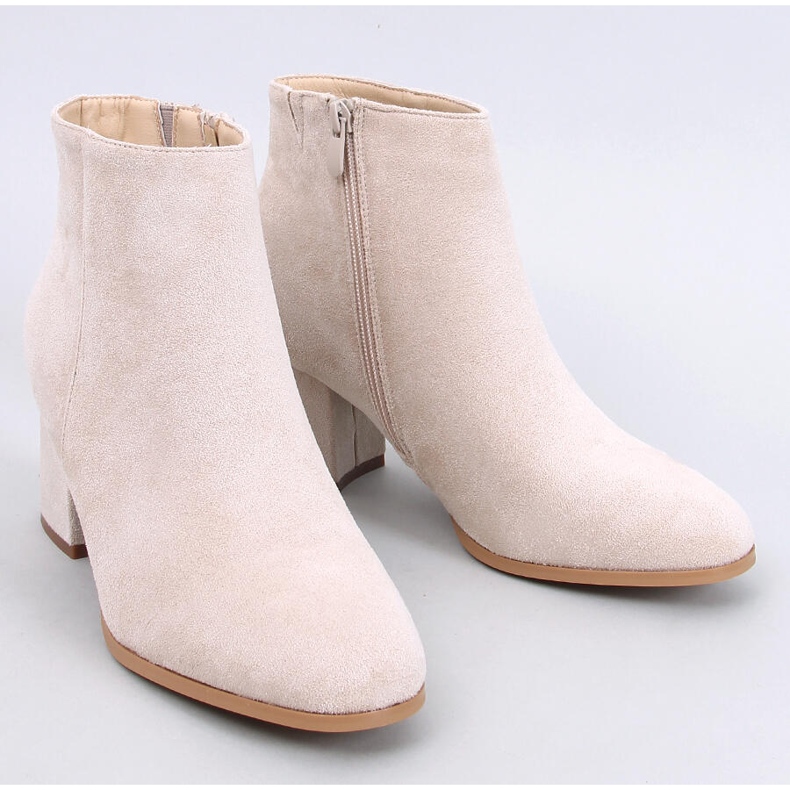 Stivaletti lisci con tacco alto Marple Beige 1