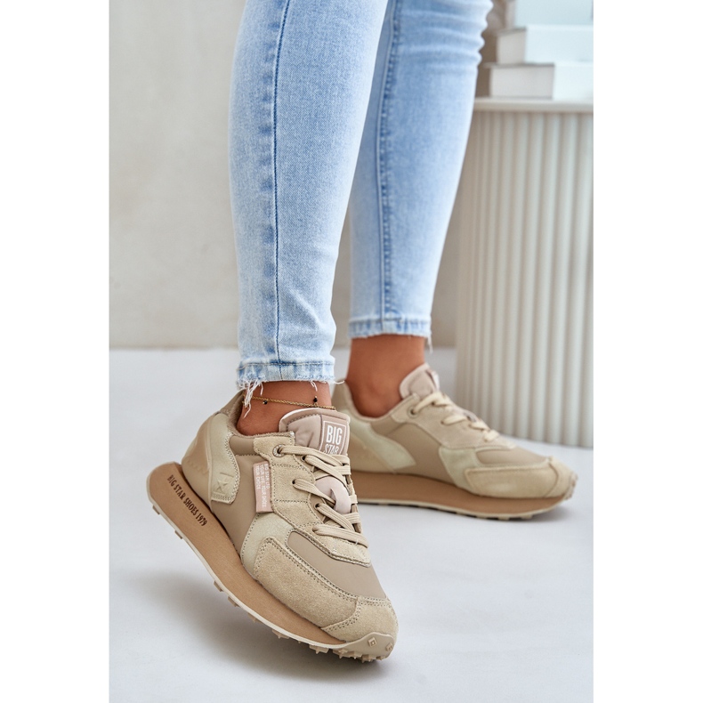 Sneakers in pelle da donna Big Star OO274564 Sistema Hi-Poly Beige 2