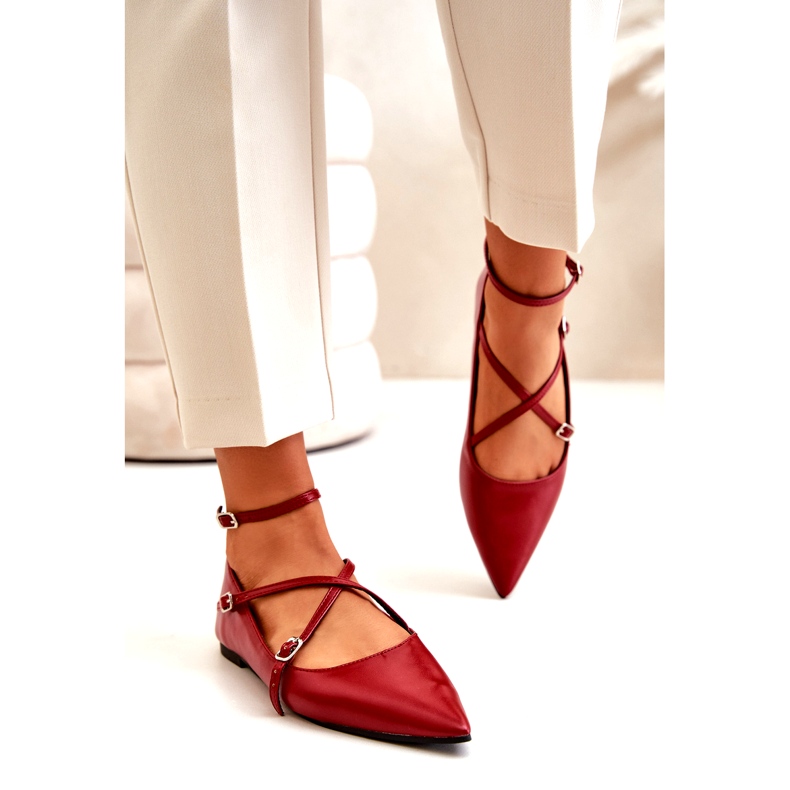 STEPHAN Ballerine femminili con bordeaux rosso 1