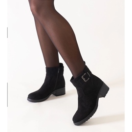 Stivaletti neri con inserto in metallo su tacco basso, eco-suede Nadiara nero 1