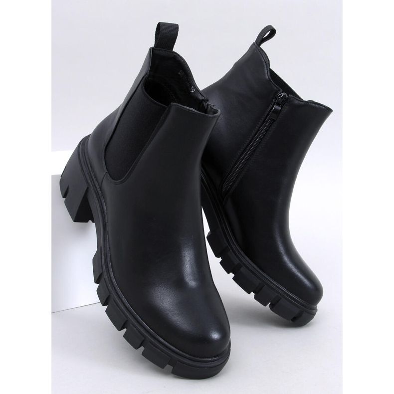 Stivaletti Chelsea Ledeck Black Pu con tacco largo nero 1