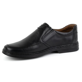 KOMODO Scarpe da uomo realizzate in pelle naturale slip-on 854K, nere nero 1