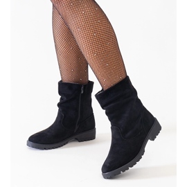 Stivaletti neri stropicciati realizzati in eco-suede Hinda nero 1