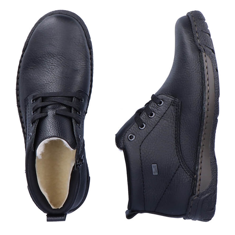 Stivaletti impermeabili in pelle, scarpe da uomo isolanti, nero Rieker B0347-00 2