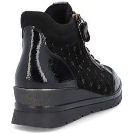 Rieker Stivali da donna in pelle loggata, vernice Remonte R0773-04 nero 2