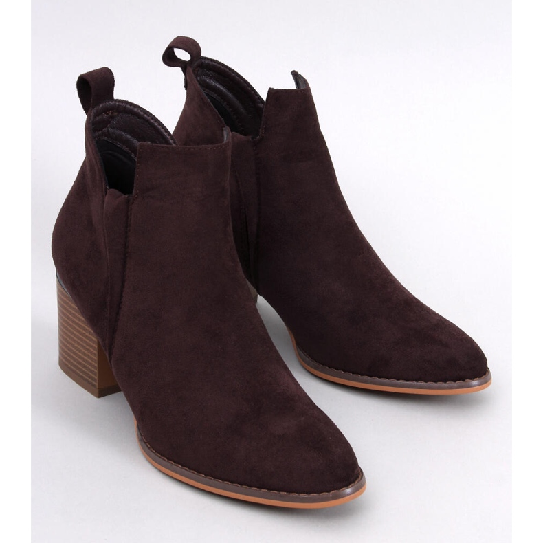 Stivali con tacco in pelle scamosciata marrone Hallie 1