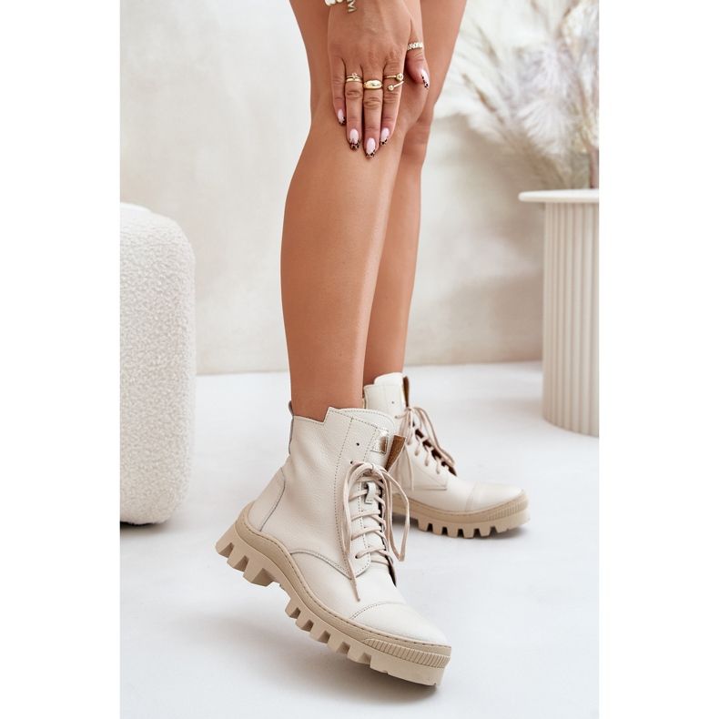 Zazoo 2831 Stivali da Donna in Pelle Naturale, Beige Chiaro 2
