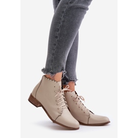 Zazoo 2964 Stivali piatti in pelle beige 1