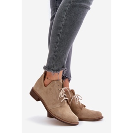 Zazoo 2959 Scarpe stringate oxford in pelle scamosciata con tacco piatto Beige 1