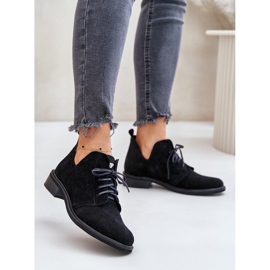 Zazoo 2959 Scarpe stringate oxford in pelle scamosciata con tacco piatto Nere nero 2