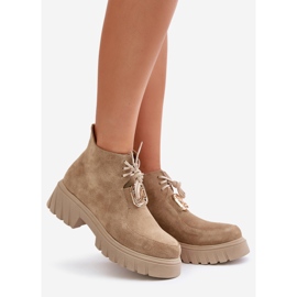 Zazoo 2952 Stivaletto in camoscio beige con decorazione oro 1