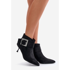 Stivaletti Da Donna Con Tacco Alto Con Fibbia Decorativa, Nirilis Nero 1