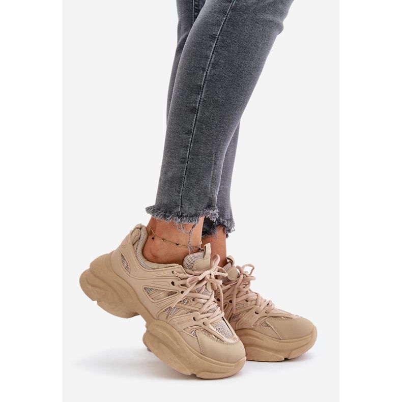 Sneakers Amoserna da Donna Beige con Suola Grossa 1