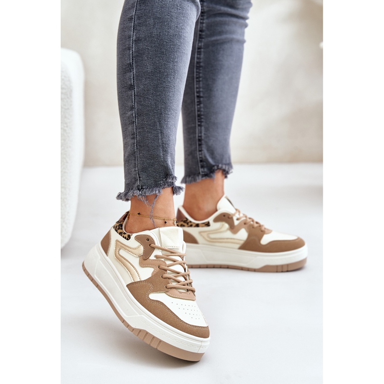 Sneakers Leopard Leopard da donna Beige Henizore 2