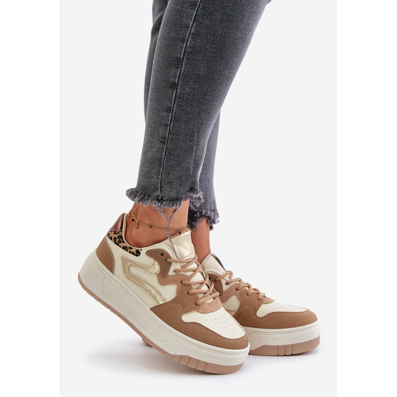 Sneakers Leopard Leopard da donna Beige Henizore 1