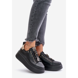 Sneakers Da Donna In Pelle Con Pins Sul Platform CheBello 4596 Nero 1