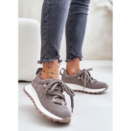 Sneakers da Donna in Camoscio Con Allacciatura Spessa Artiker 54C1465 Grigio 2