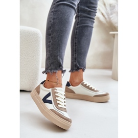 Vinceza 7923 Scarpe da ginnastica in pelle da donna, Beige 2