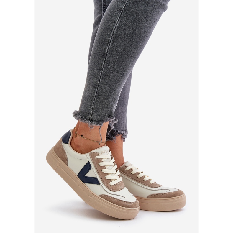 Vinceza 7923 Scarpe da ginnastica in pelle da donna, Beige 1