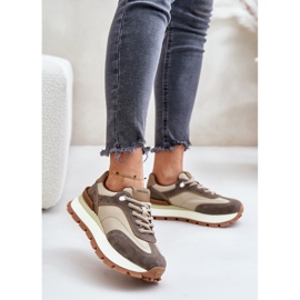 Sneakers da Donna con Plateau in Pelle Naturale Vinceza 41465 Beige 2