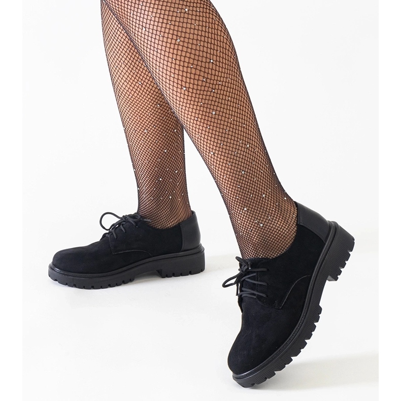 Scarpe stringate casual nere realizzate in eco-camoscio Kalila nero 1